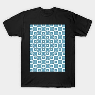 Blue floral and rectangle pattern T-Shirt